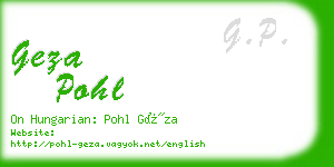 geza pohl business card